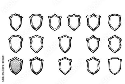 line art vector illustration collection of shield . isolate on a white background. SVG and PNG

