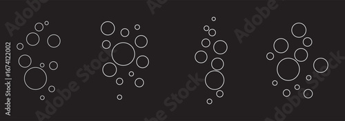 Air bubbles flat set, soap foam oxygen bubbles, vector design elements isolate.