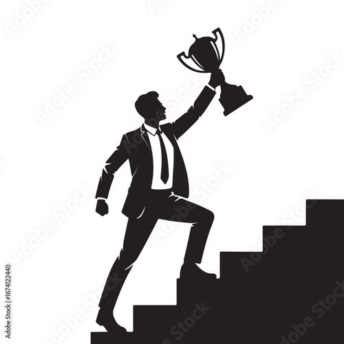 Minimal winner man vector silhouette 1