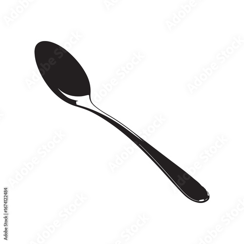 Black and White Spoon Silhouette Kitchen Utensil