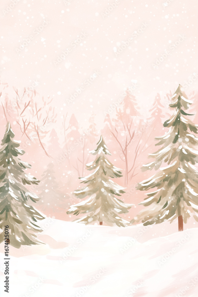 Obraz premium Snow-laden evergreen trees stand majestic in a wintry landscape, their branches gently dusted with a blanket of fresh snowfall. A serene scene, where nature's beauty unfolds in a tranquil forest.