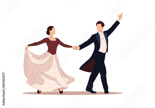 Elegant couple dancing in formal attire celebrating a grand ballroom event together on the dance floor