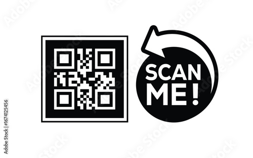 QR code scan icon set. Scan me frame. QR code scan for smartphone. QR code for mobile app, payment and identification. Vector illustration.	