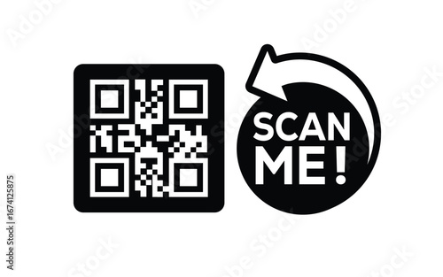 QR code scan icon set. Scan me frame. QR code scan for smartphone. QR code for mobile app, payment and identification. Vector illustration.	