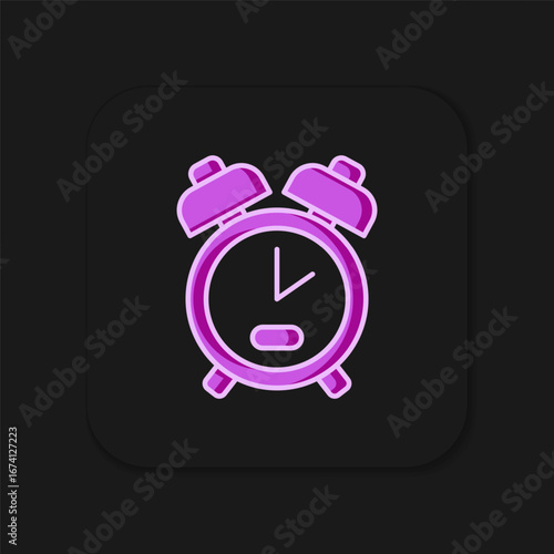 Filled outline Alarm clock icon isolated on black background. Wake up, get up concept. Time sign. Flat filled outline style with shadow. Vector