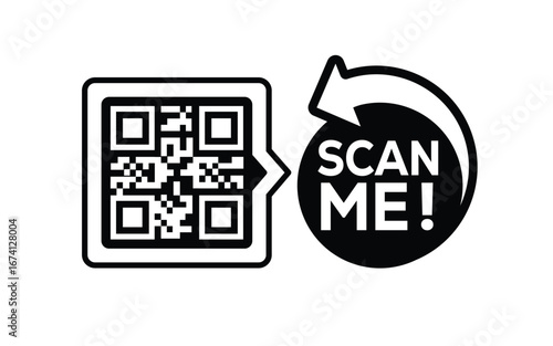 QR code scan icon set. Scan me frame. QR code scan for smartphone. QR code for mobile app, payment and identification. Vector illustration.