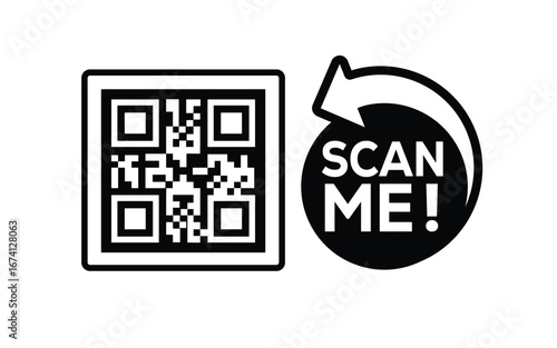 QR code scan icon set. Scan me frame. QR code scan for smartphone. QR code for mobile app, payment and identification. Vector illustration.