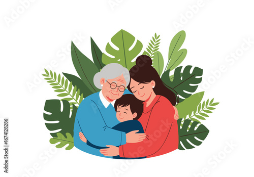 A tender embrace a grandmother a mother and a child united in love cherishing family bonds and generations growing together