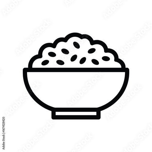 Scalable outline vector illustration of a bowl of rice for general platform eps file format download white background