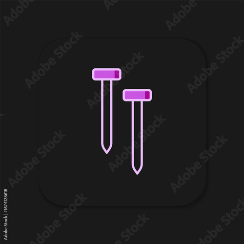 Filled outline Metallic nails icon isolated on black background. Flat filled outline style with shadow. Vector