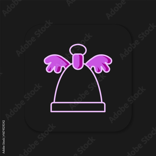 Filled outline Angel icon isolated on black background. Merry Christmas and Happy New Year. Flat filled outline style with shadow. Vector