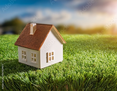 Wallpaper Mural small home on grass house and real estate ownership concept mortgage and loan for housing Torontodigital.ca