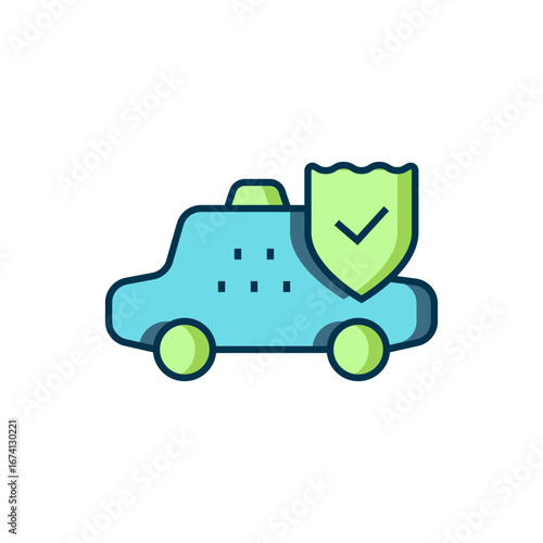 Filled outline Taxi car insurance icon isolated on white background. Flat filled outline style with shadow. Vector