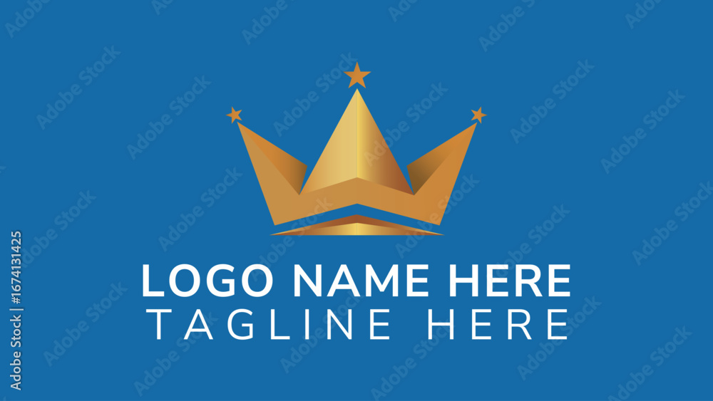 Obraz premium Premium gold crown logo symbol. Royal king golden luxurious, logo . vector illustration.