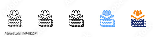 Waterproof Fabric Icon Different Style Outline Collection Set 