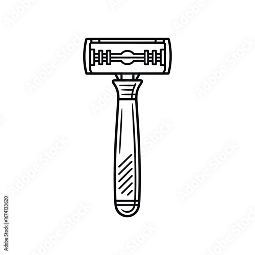 Hand drawn illustration of a modern razor with a double blade