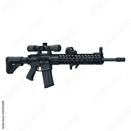 vector of a long-barreled weapon with a white background
