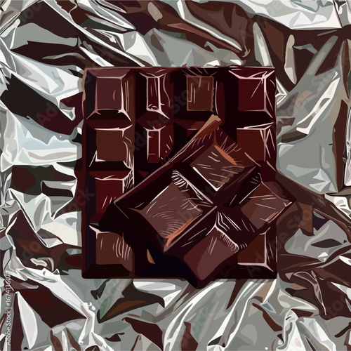sweet, illustration, dessert, food, cartoon, graphic, vector, dark, snack, candy, tasty, delicious, brown, milk, bar, product, diet, chocolate, piece, cocoa, block, cacao, open, eat, design, flat, 