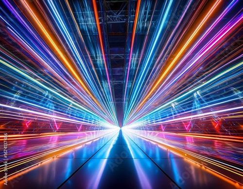 vibrant light streams create a mesmerizing kaleidoscope effect on a white surface transforming an ordinary space into a dynamic visual spectacle