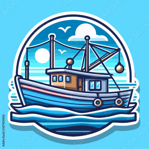 fishing boat logo design