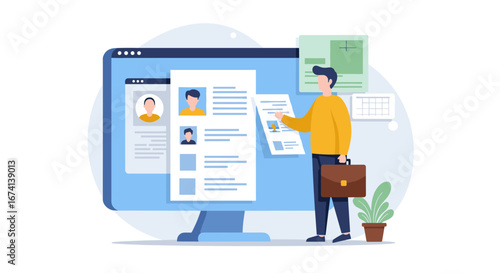 Professional online profile setup and document management concept