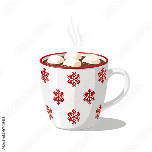 Steaming Hot Chocolate with Marshmallows in Snowflake Mug
