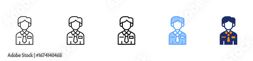 Employee Icon Different Style Outline Collection Set 
