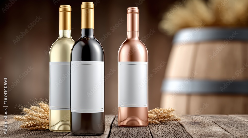 Naklejka premium Elegant premium wine bottles with white labels