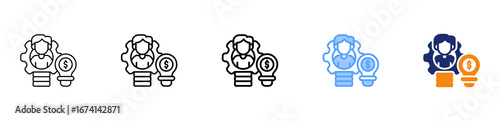 Entrepreneur Icon Different Style Outline Collection Set 