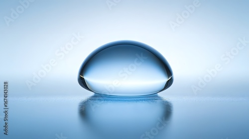 Abstract Glass Sphere Reflection Blue Background Minimalist Design