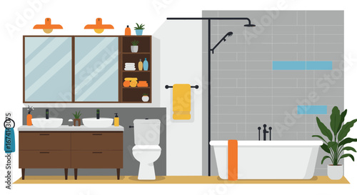 Modern bathroom interior with stylish fixtures and contemporary design elements