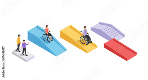 Inclusive infrastructure: isometric design of diverse accessibility ramps and steps