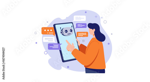 Chatbot conversation: ai technology and human interaction in a modern app design