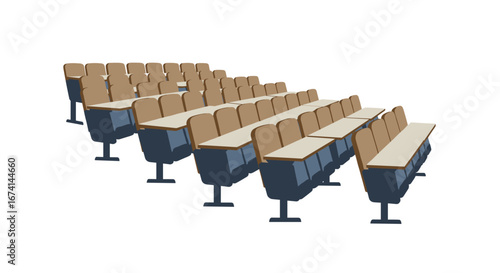 Empty lecture hall seats in a row