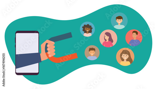 Lead generation, marketing campaign to attract client, customer or user to visit website, SEO strategy or traffic, online media advertising concept