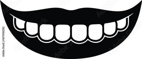teeth with braces silhouette vector illustration