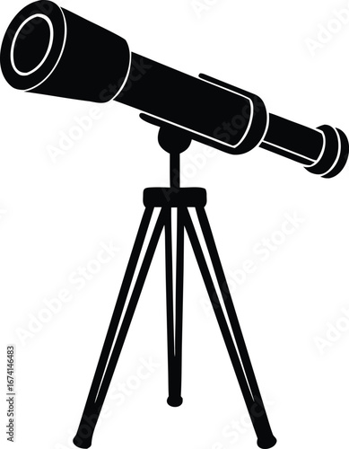 telescope tripod silhouette vector illustration