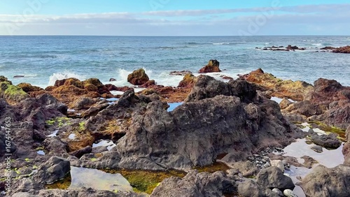 A Beautiful and Scenic Coastal Landscape Featuring a Rocky Shoreline and Tide Pools