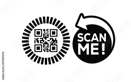 QR code scan icon set. Scan me frame. QR code scan for smartphone. QR code for mobile app, payment and identification. Vector illustration.