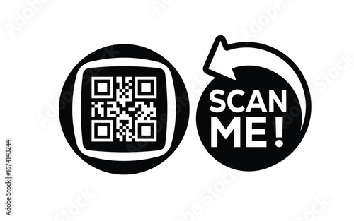 QR code scan icon set. Scan me frame. QR code scan for smartphone. QR code for mobile app, payment and identification. Vector illustration.