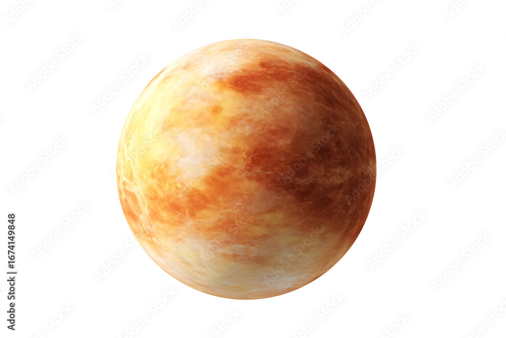 Fototapeta premium Venus with realistic texture and solar system 3d rendering isolated on transparent background