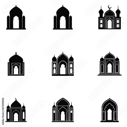Islamic mosque silhouette vector illustration bundle