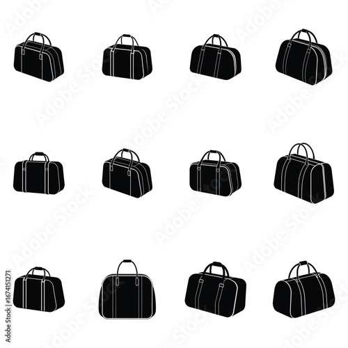 set of travel bag silhouette vector illustration design