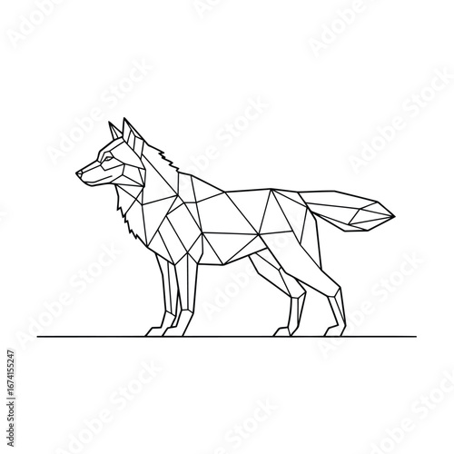 Geometric Wolf Illustration - Modern Polygon Design Art