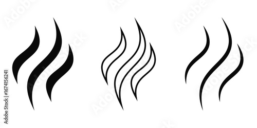 Smoke and Steam Icon Set – Vapor, Aroma, Smell, and Hot Steam Symbols Vector Illustration