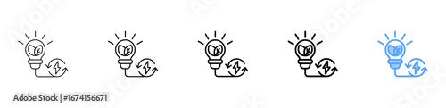 Renewable Energy Icon Different Style Outline Collection Set 