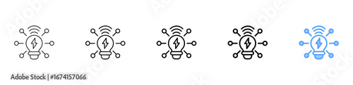 Smart Grids Icon Different Style Outline Collection Set 