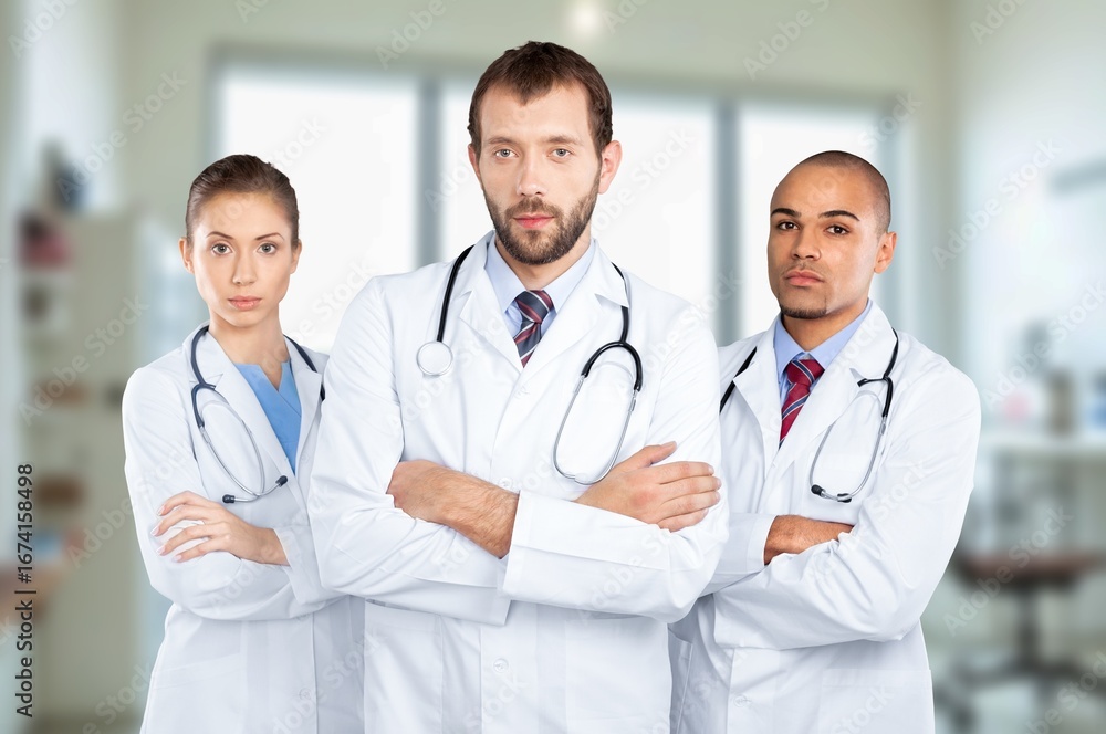 Portrait of a happy doctor team in the hospital clinic. Portrait of a happy doctor team in the hospital clinic.