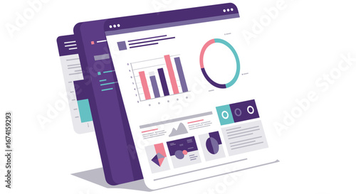 Modern 3d dashboard with interactive charts and data visualization elements