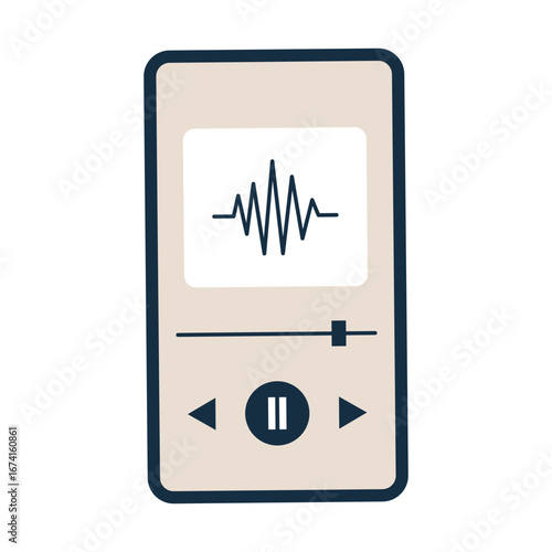 Smartphone for listening to podcasts. Vector illustration.